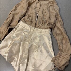 NWT ASOS Chic Tan Sheer ROMPER WOMENS SIZE 6